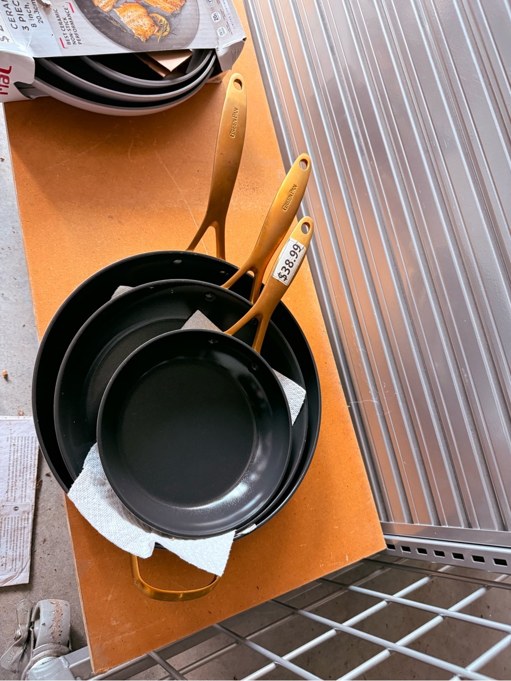 GreenPan Black Nonstick Frying Pan Set with Gold Handles - 3-Piece